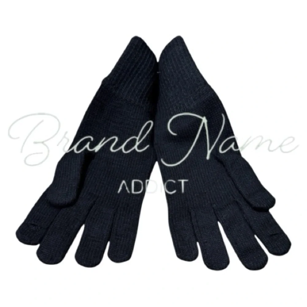 PRICE IS FIRM - Karl Lagerfeld Black Knit Gloves with Crystal Logo